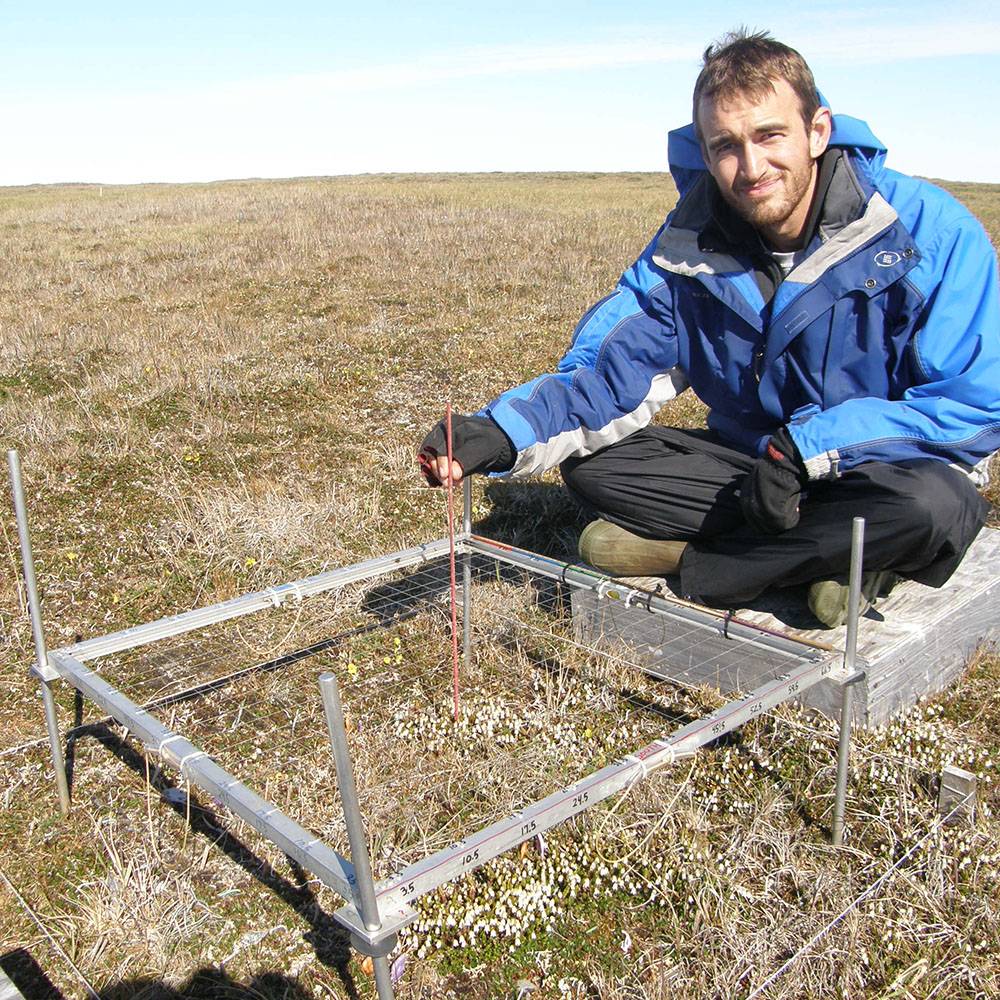 Jeremy pointframes on tundra.